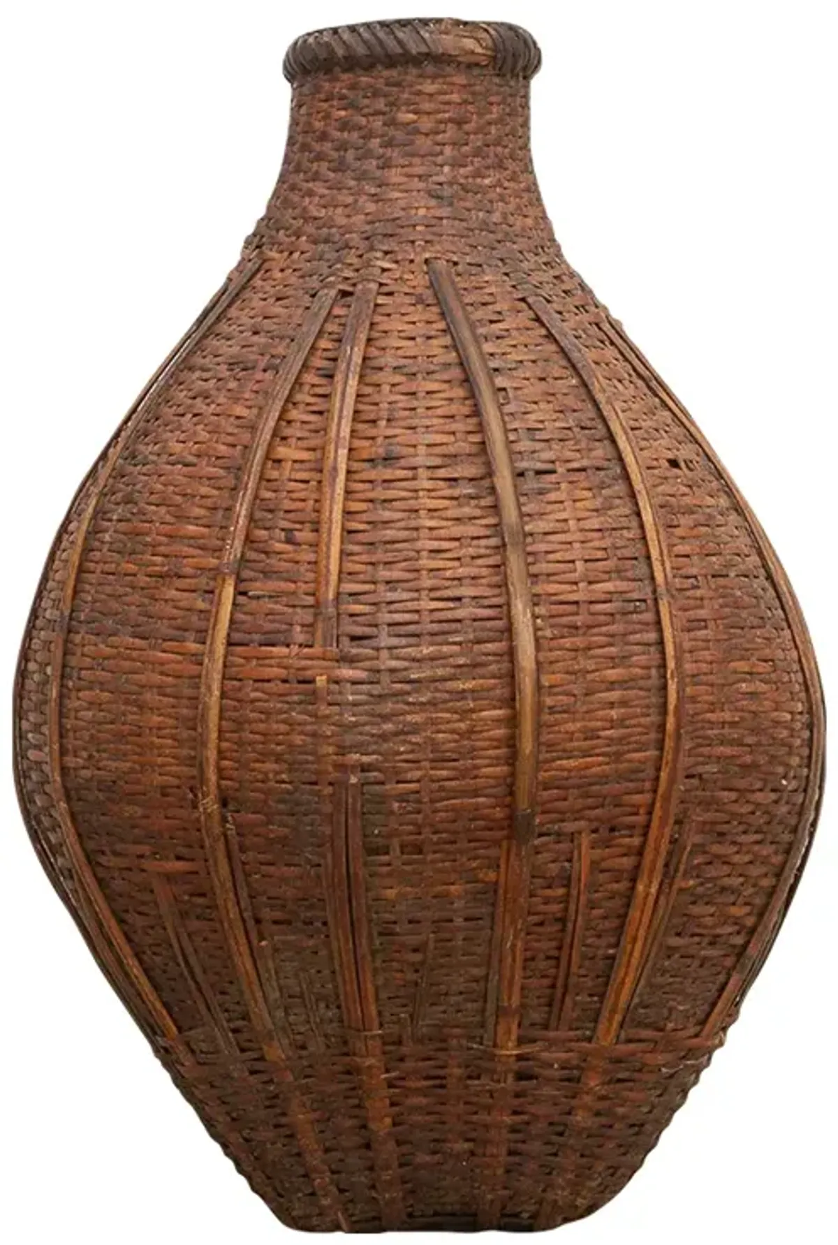 Antique Rattan Fish Basket From Nepal - de-cor - Brown