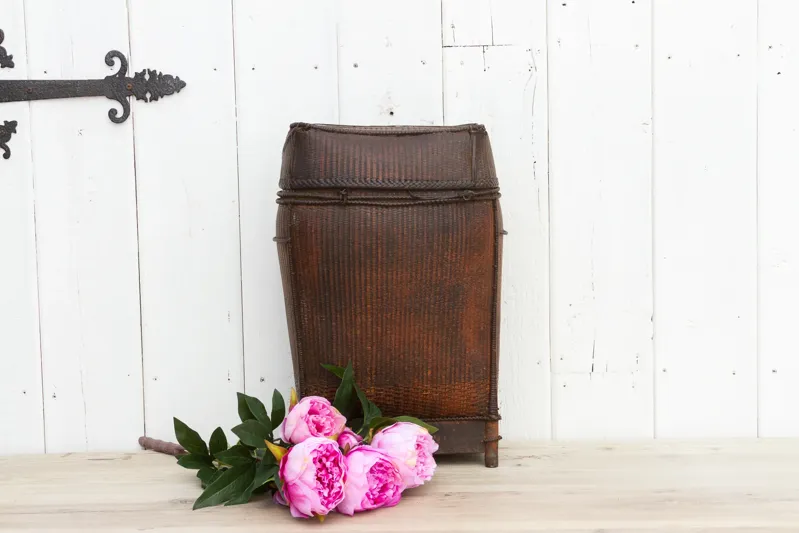 Antique Rattan Storage Basket - de-cor - Brown