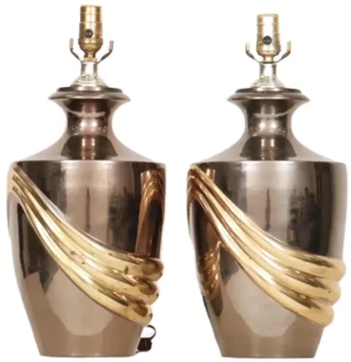 Brass Swag Table Lamps - a Pair - Interesting Things