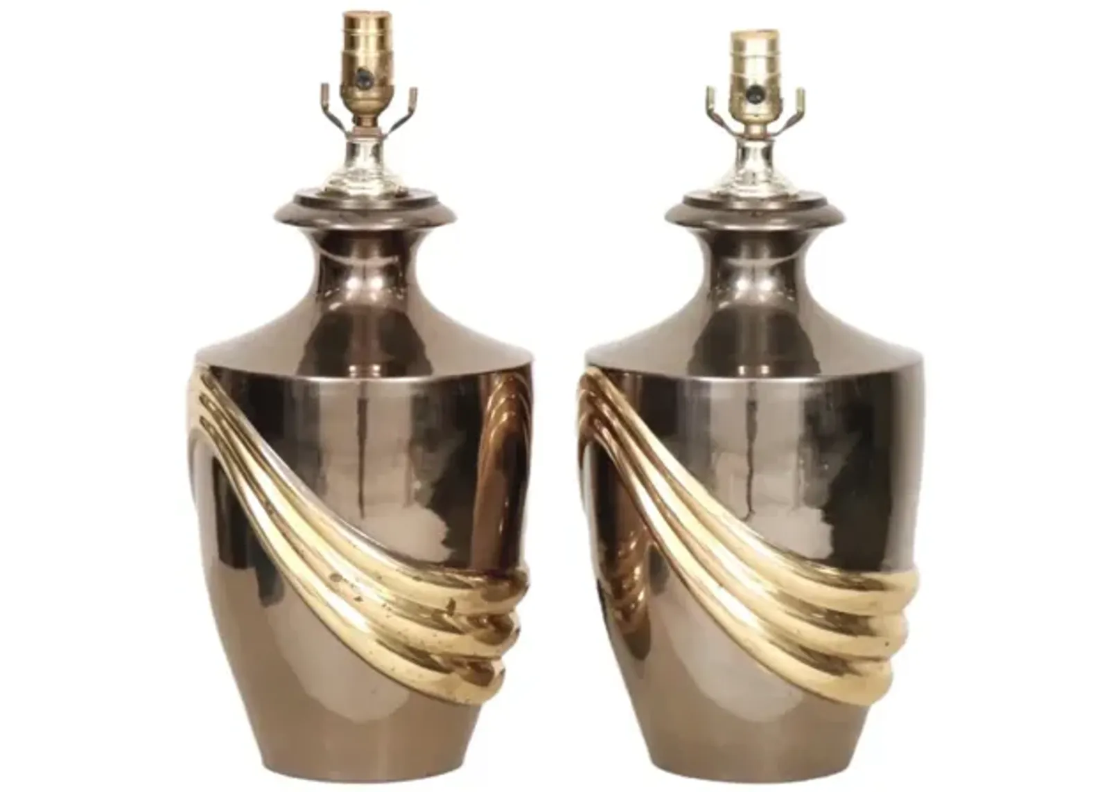 Brass Swag Table Lamps - a Pair - Interesting Things