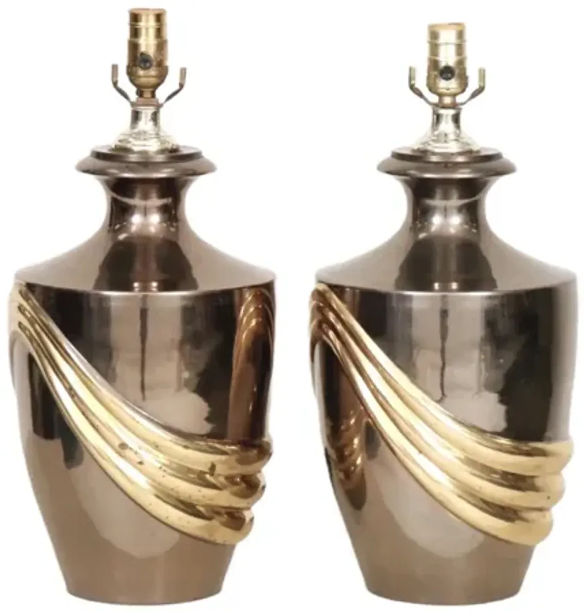 Brass Swag Table Lamps - a Pair - Interesting Things