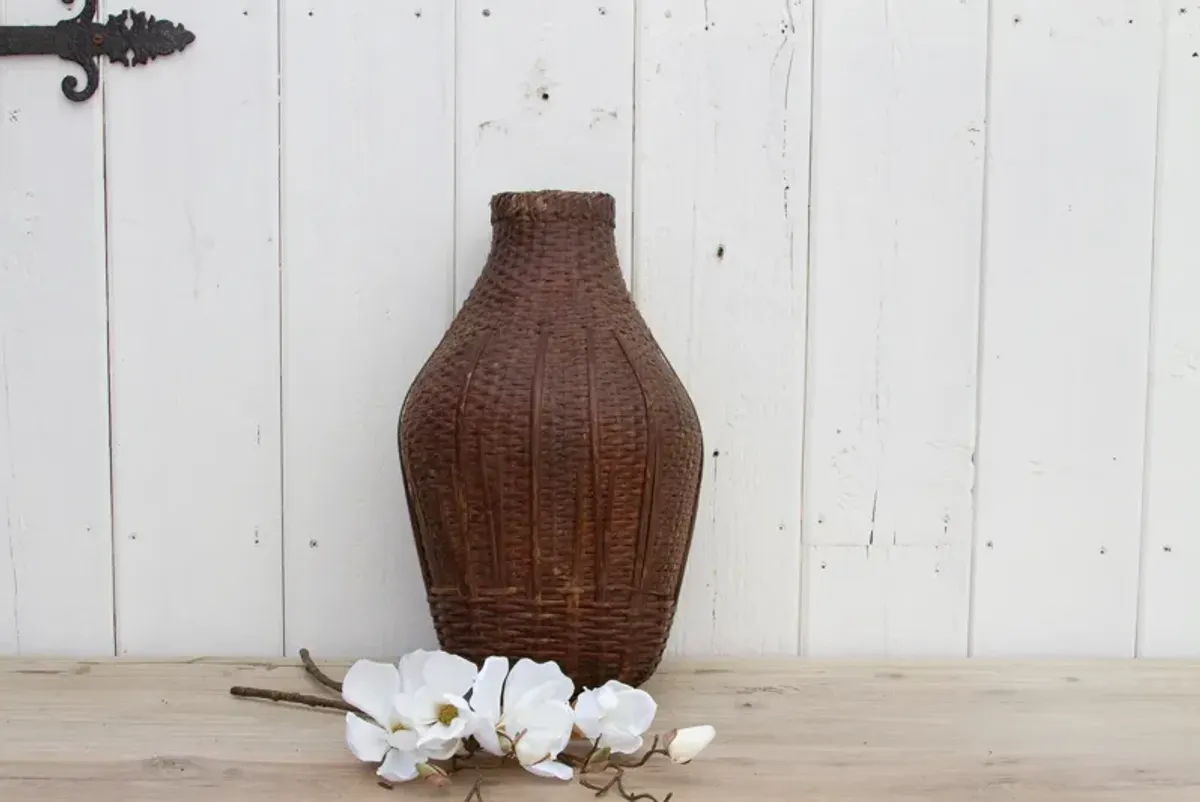 Early 20th C. Rattan Nepalese Bottle - de-cor - Brown