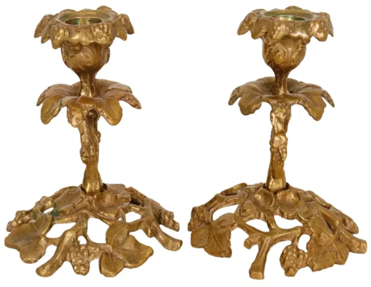 Glo-mar Grape & Vine Candlesticks - Pair - Interesting Things - Gold