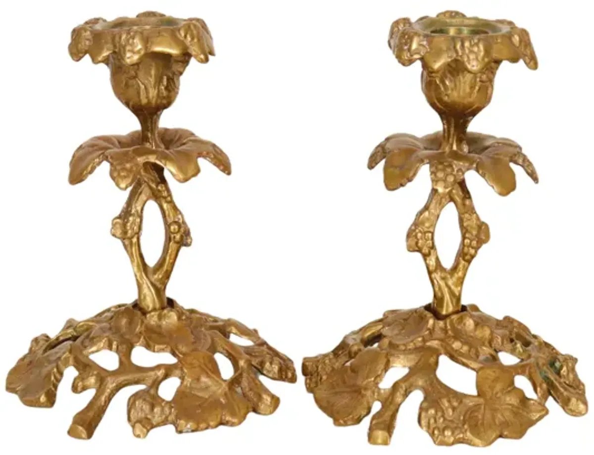 Glo-mar Grape & Vine Candlesticks - Pair - Interesting Things - Gold