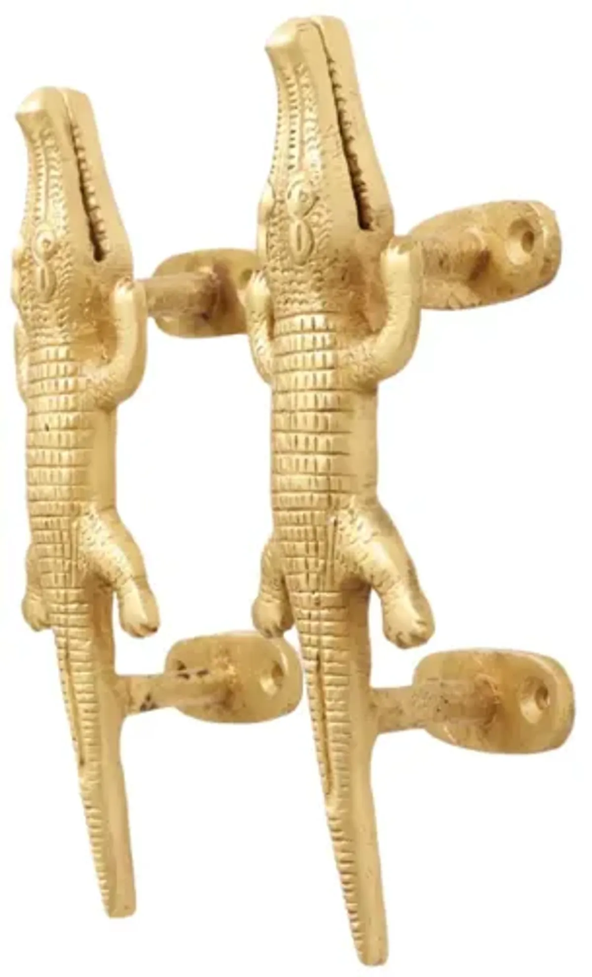 Brass Alligator Door Handles - a Pair - Interesting Things - Gold