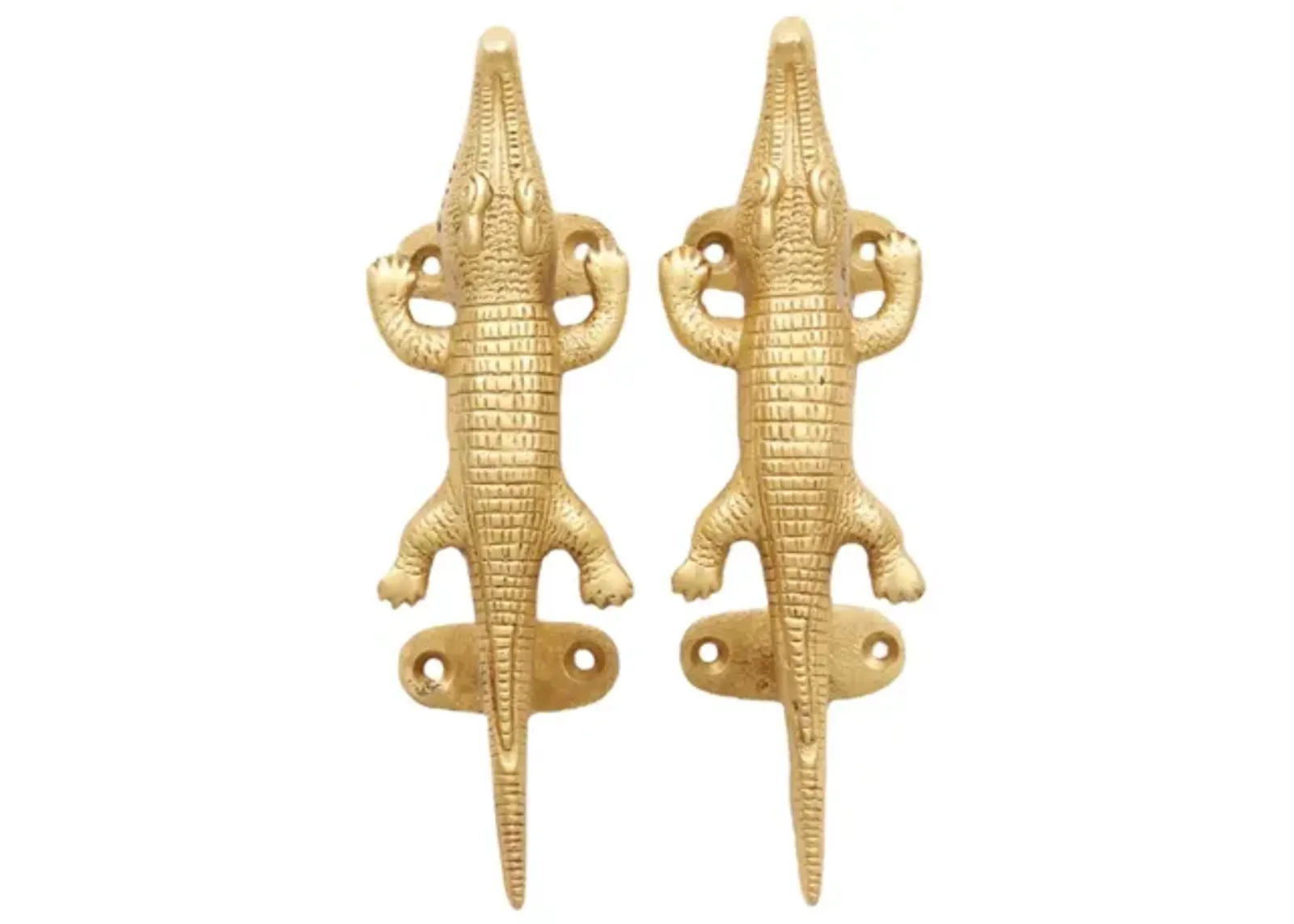 Brass Alligator Door Handles - a Pair - Interesting Things - Gold