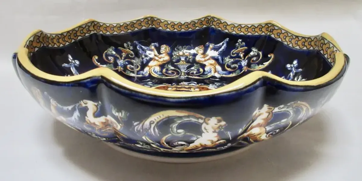 Gien French Faience Centerpiece Bowl - The Emporium Ltd. - Blue