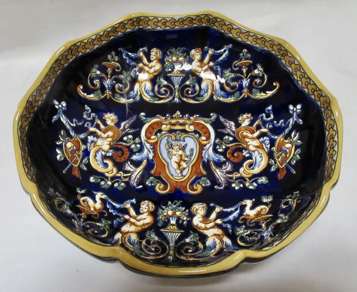 Gien French Faience Centerpiece Bowl - The Emporium Ltd. - Blue