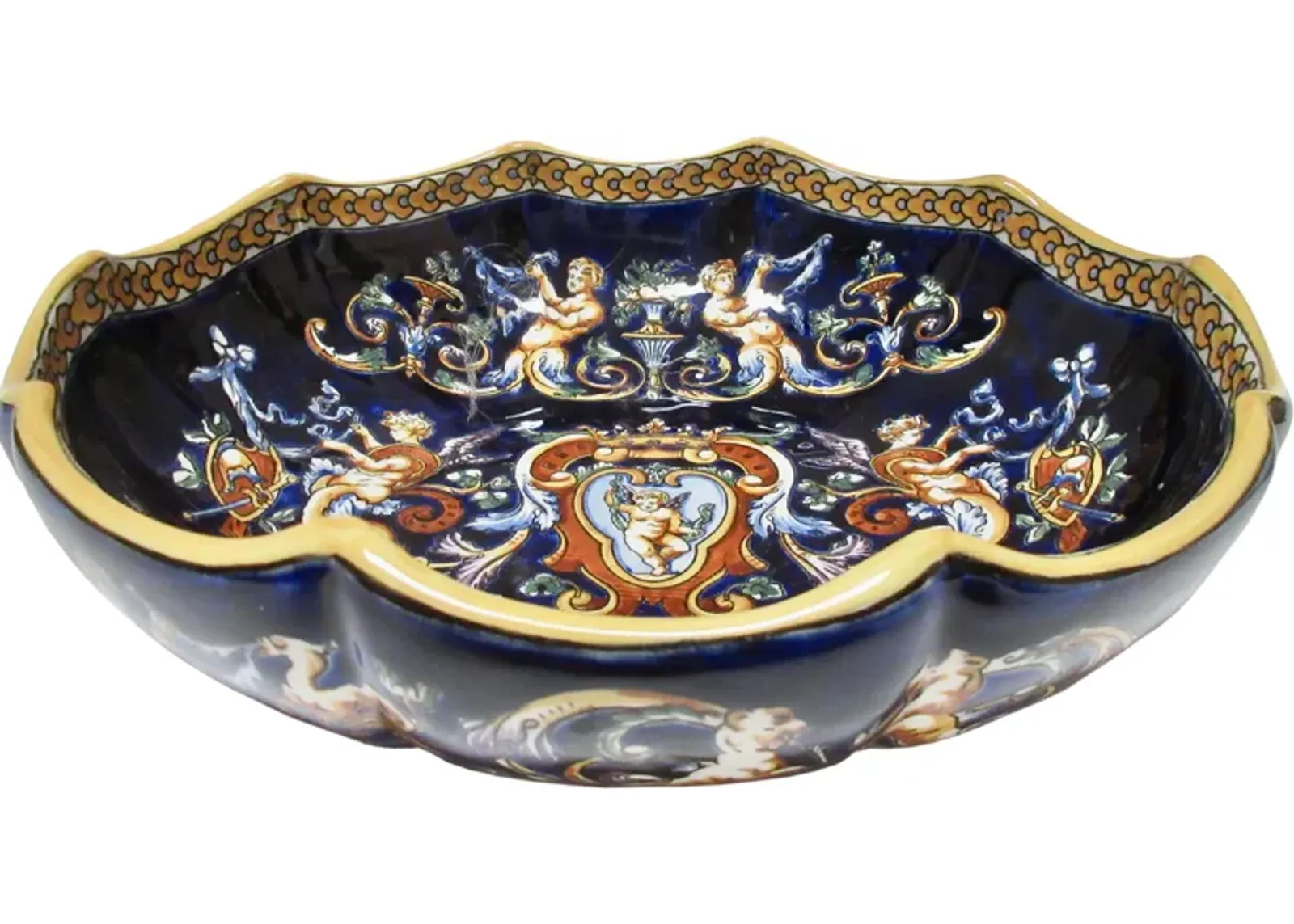 Gien French Faience Centerpiece Bowl - The Emporium Ltd. - Blue