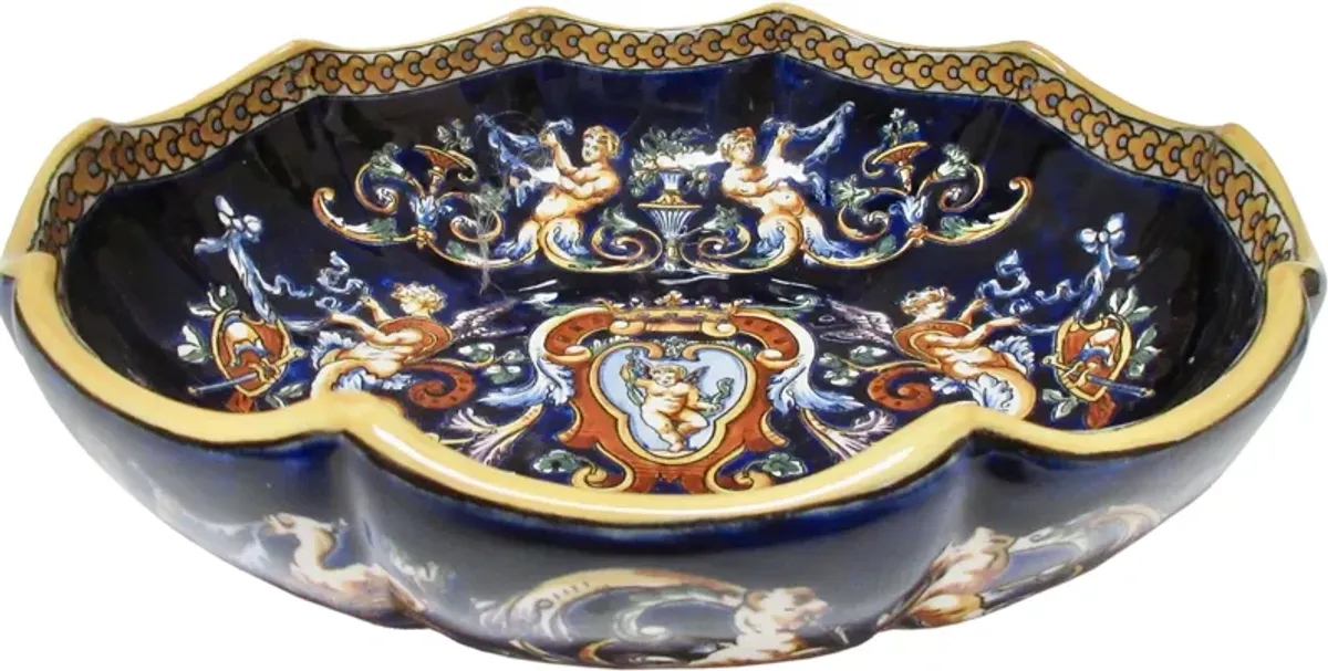 Gien French Faience Centerpiece Bowl - The Emporium Ltd. - Blue