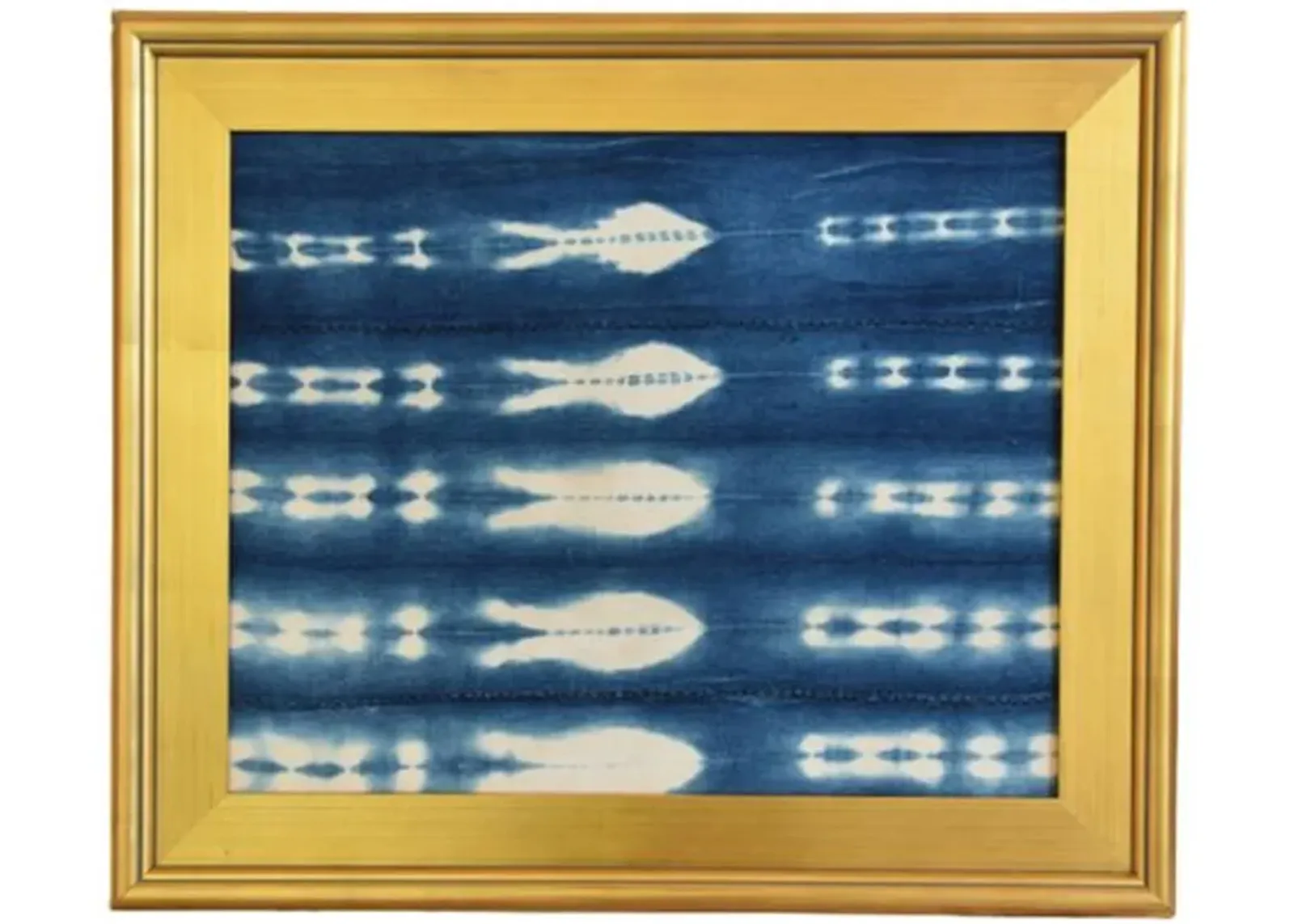 African Nautical Fish Textile in Frame - Blue