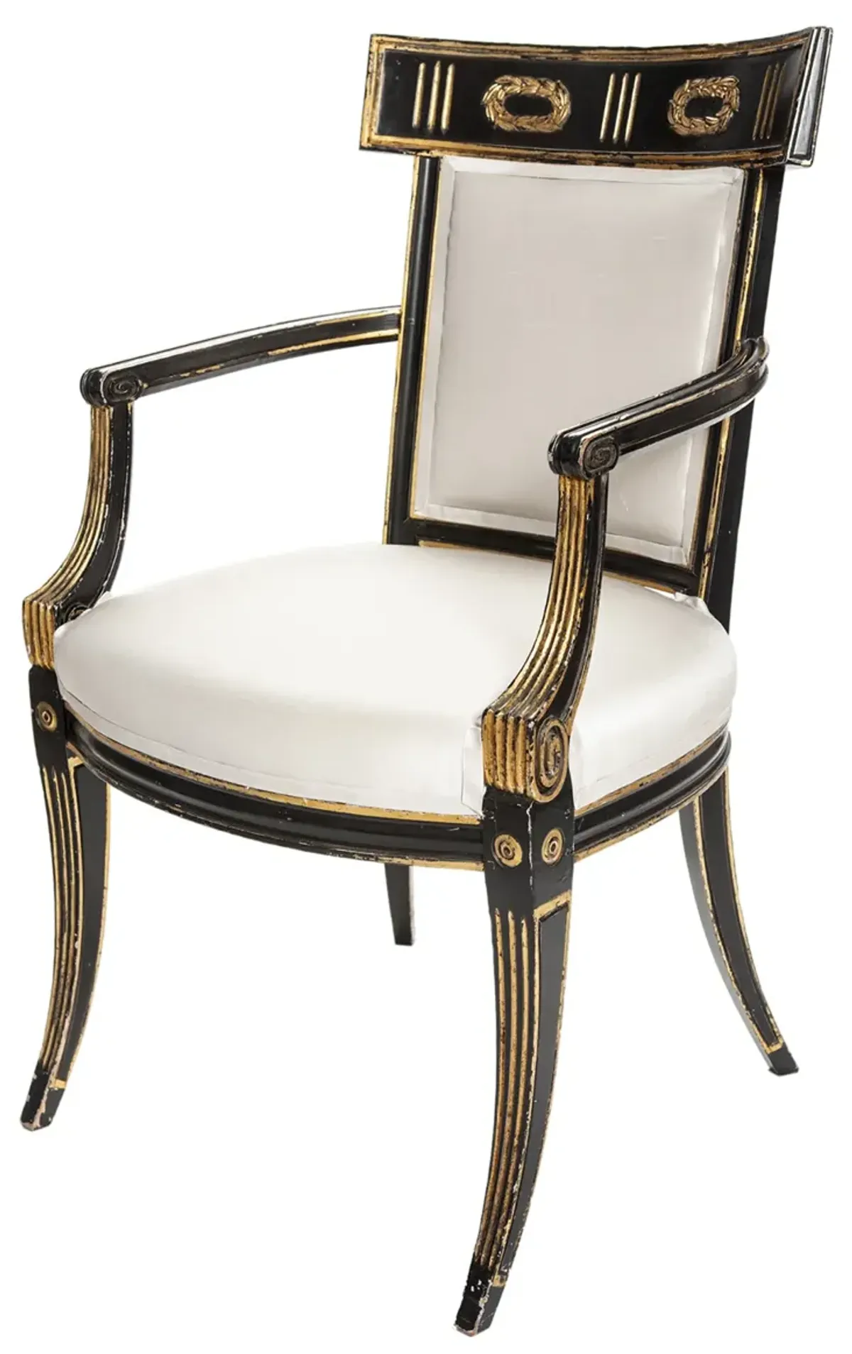 Italian Recency Ebony/Gilt Armchairs pr - Fleur de Lex Antiques - Black