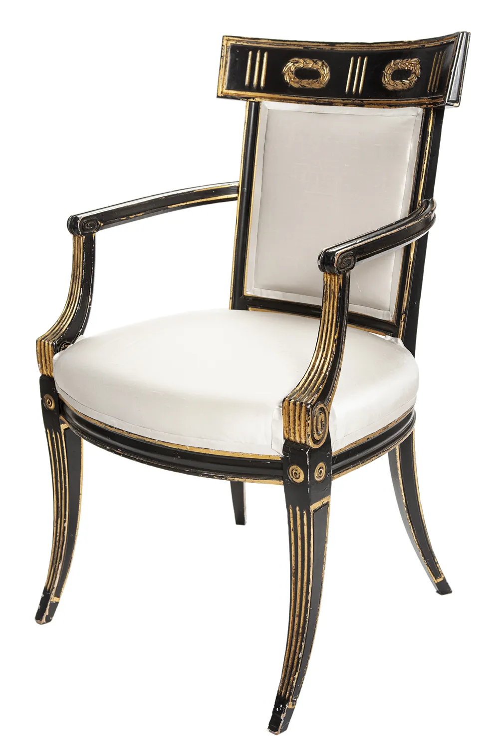 Italian Recency Ebony/Gilt Armchairs pr - Fleur de Lex Antiques - Black