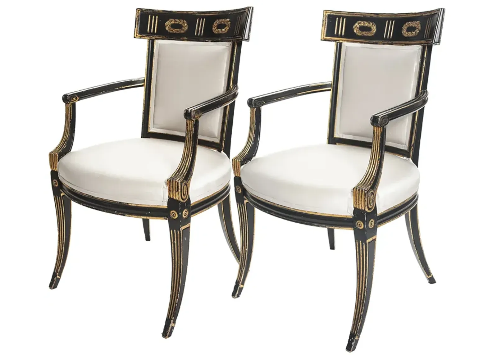 Italian Recency Ebony/Gilt Armchairs pr - Fleur de Lex Antiques - Black