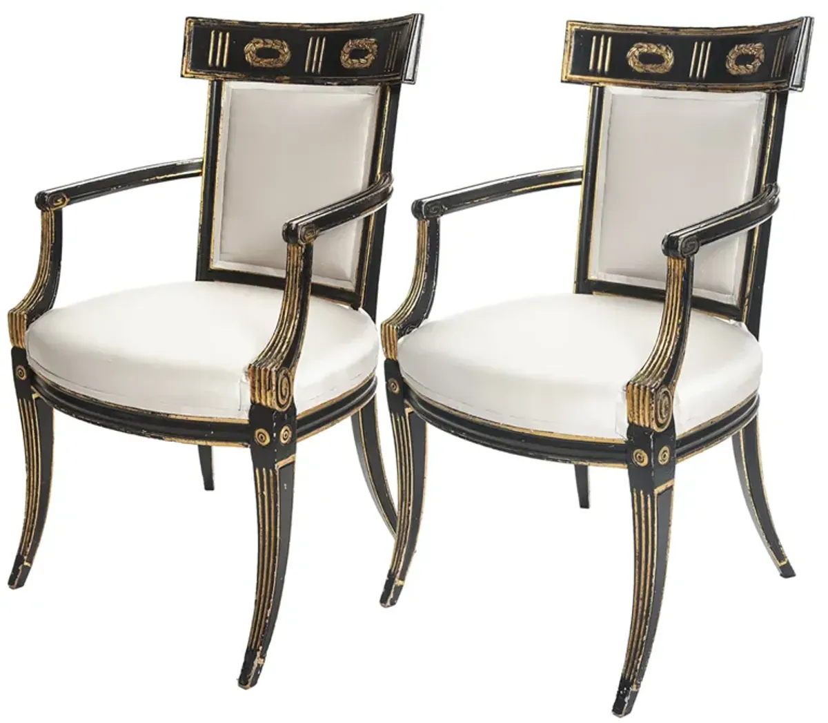 Italian Recency Ebony/Gilt Armchairs pr - Fleur de Lex Antiques - Black