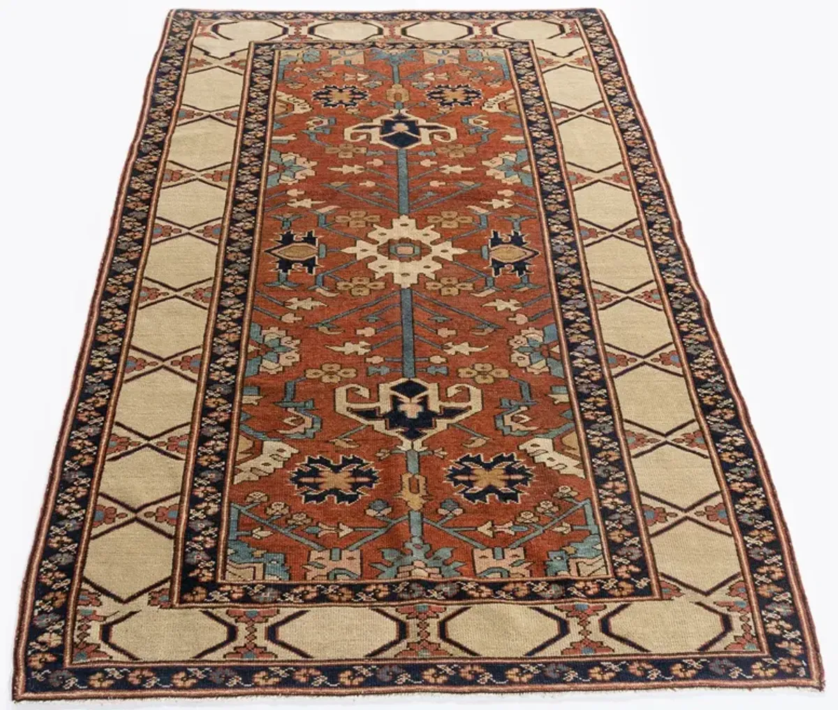 Persian Bakshaish Rug 4'8"x7'4" - Red - Red