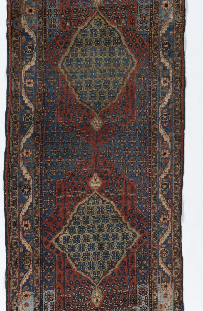 Persian Bidjar Runner Rug 3'3 X 13'6 - Blue - Blue