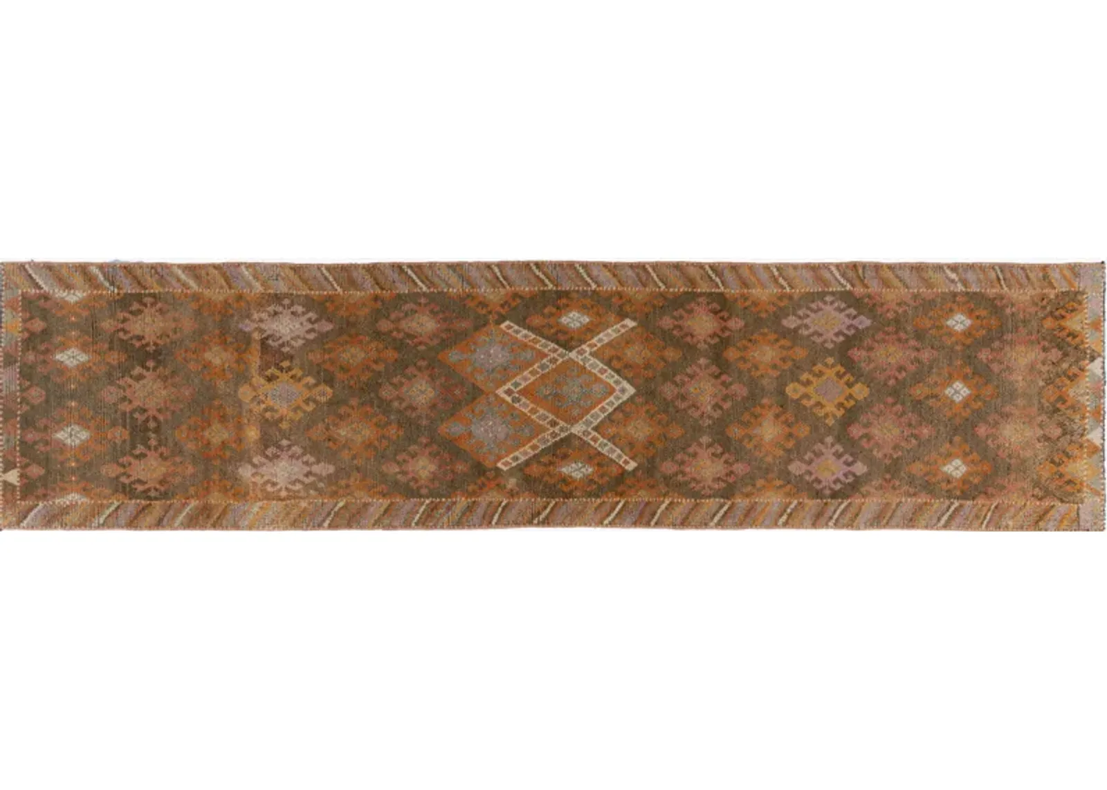 Turkish Oushak Runner 2'10 X 11'11 - Brown