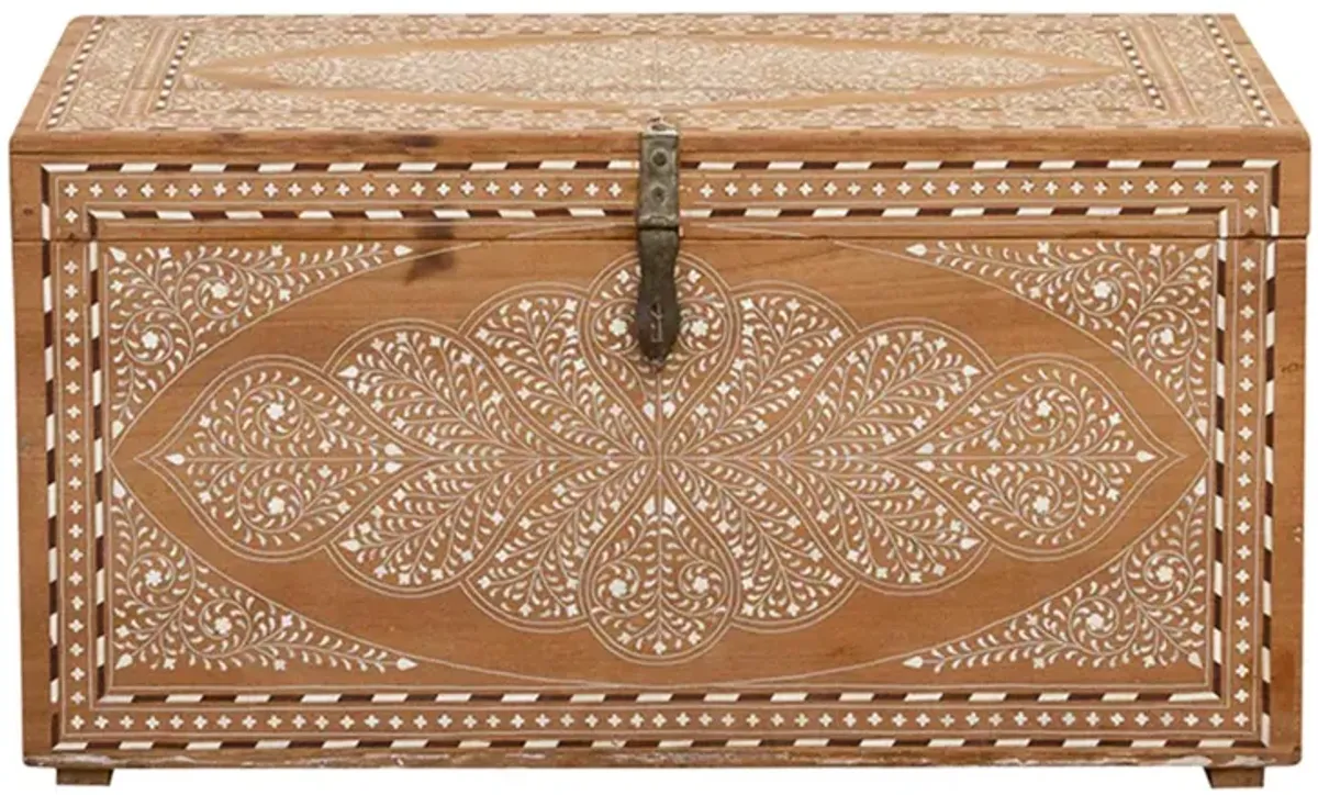 British Colonial Finely Inlaid Trunk - de-cor - Brown