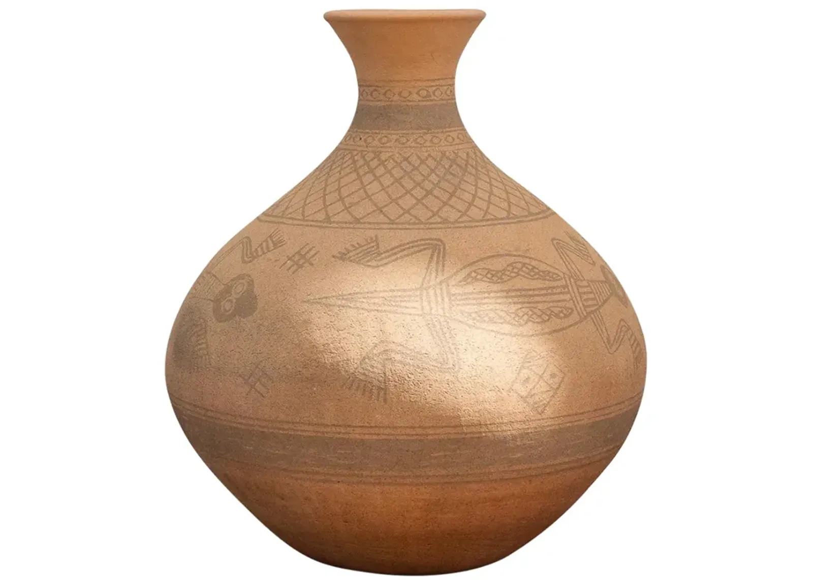 Tribal Terracotta Asian Water Pot - de-cor - Red