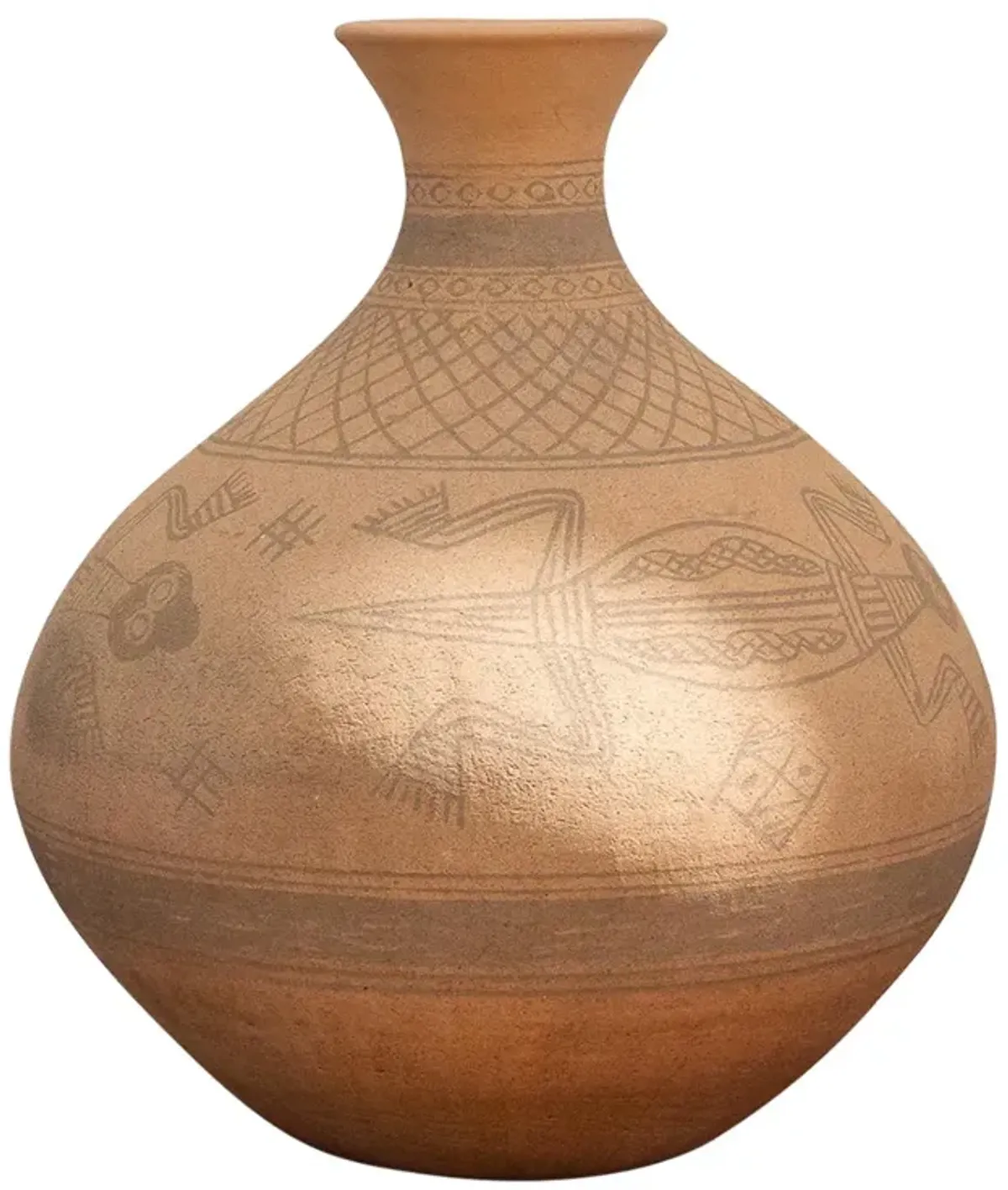 Tribal Terracotta Asian Water Pot - de-cor - Red