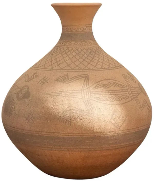 Tribal Terracotta Asian Water Pot - de-cor - Red