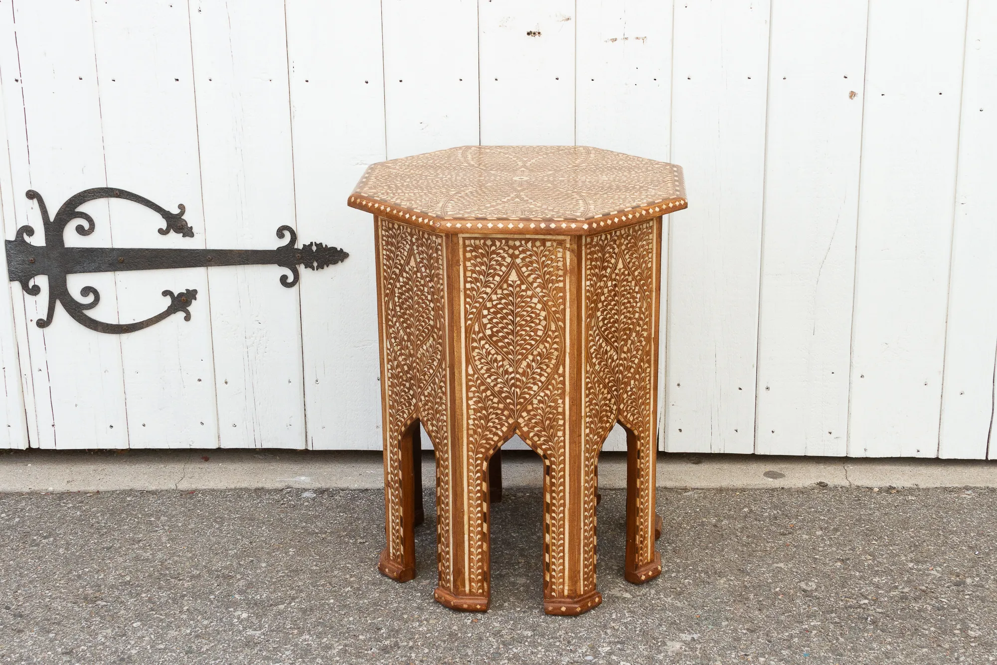 Tall Anglo-Indian Inlay Side Table - de-cor - Handcrafted - Brown