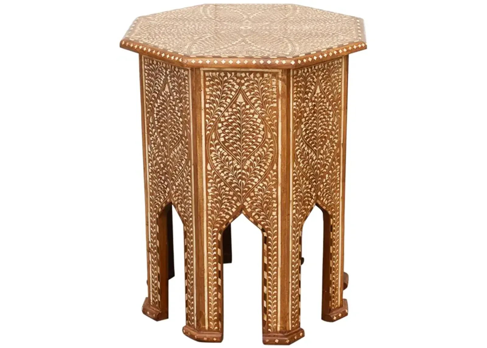 Tall Anglo-Indian Inlay Side Table - de-cor - Handcrafted - Brown