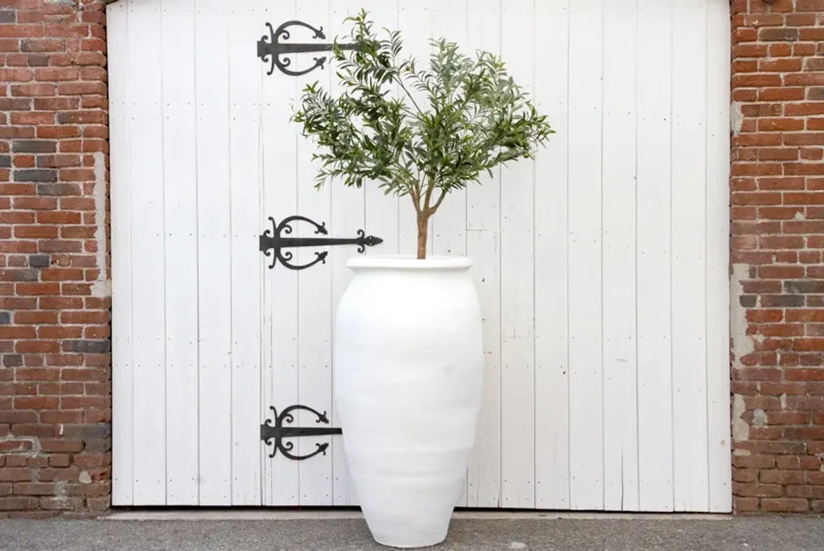 Large Turned Greek Clay Outdoor Planter - de-cor - White - 27" l x 27" w x 50.5" h