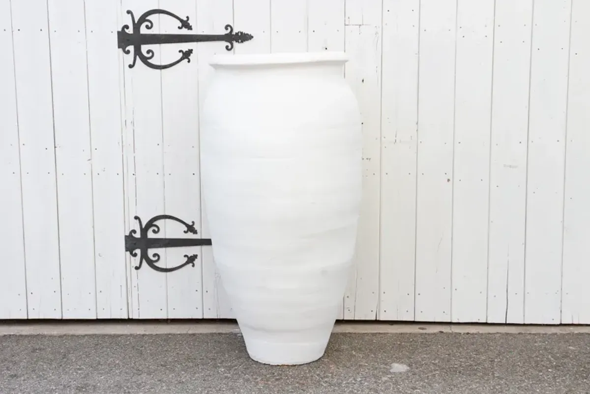 Large Turned Greek Clay Outdoor Planter - de-cor - White - 27" l x 27" w x 50.5" h