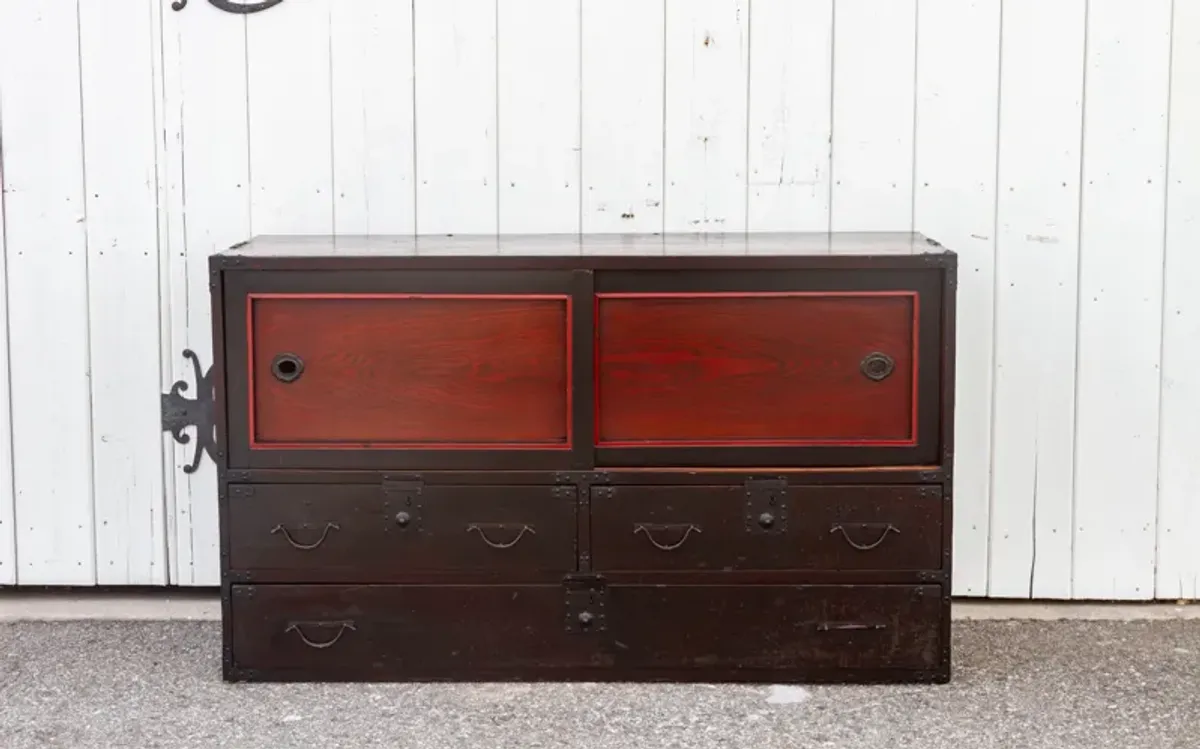 Mixed Wood Antique Tansu Cabinet - de-cor - Brown