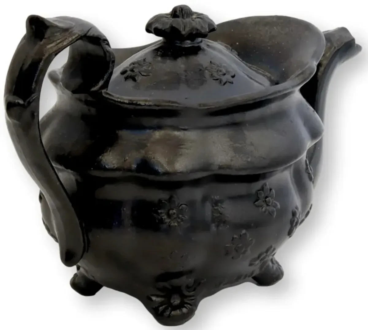 C-19th Childern's Size Basalt Teapot - New England Mercantile - Black