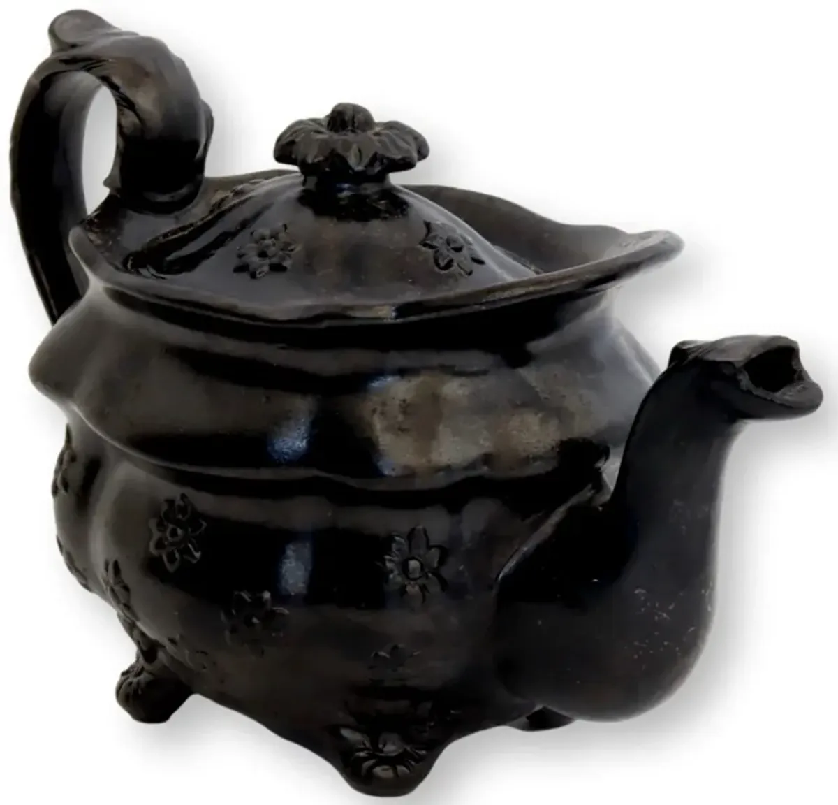 C-19th Childern's Size Basalt Teapot - New England Mercantile - Black