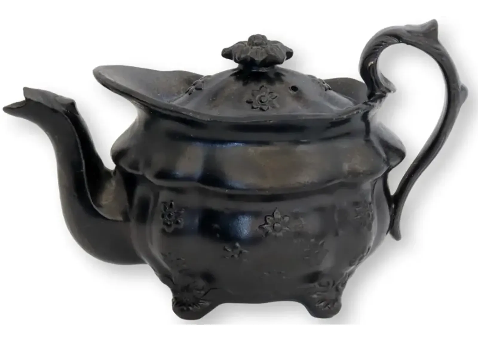 C-19th Childern's Size Basalt Teapot - New England Mercantile - Black