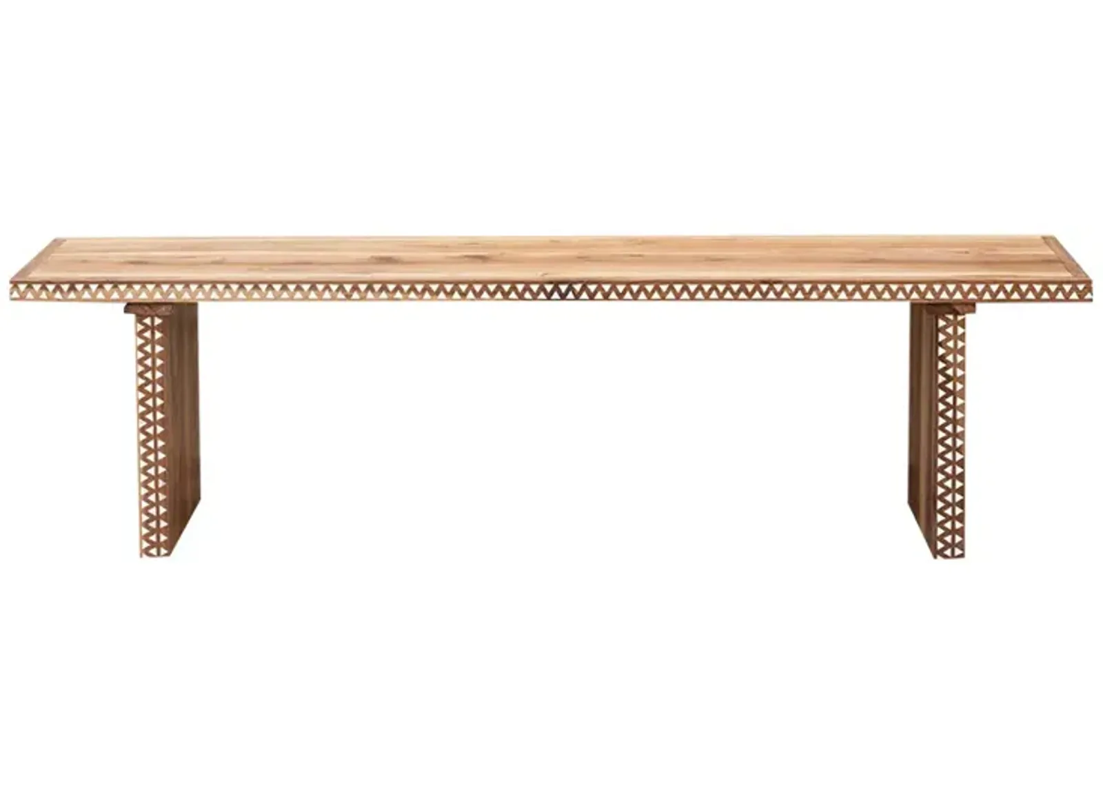 Teak Parson Mother of Pearl Inlay Bench - de-cor - Brown