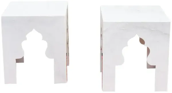 Pair of Small Taj Marble Side Tables - de-cor - Handcrafted