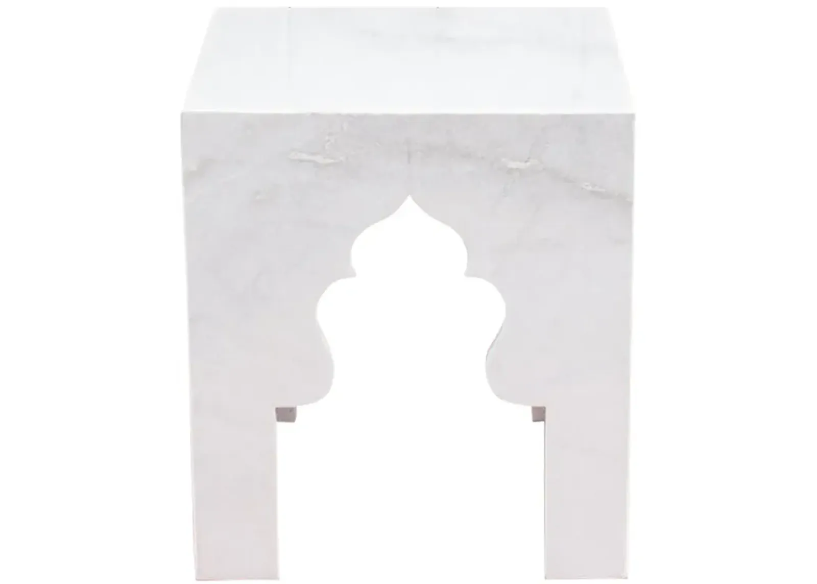 Hand-Carved Arched Marble End Table - de-cor - Handcrafted - Gray