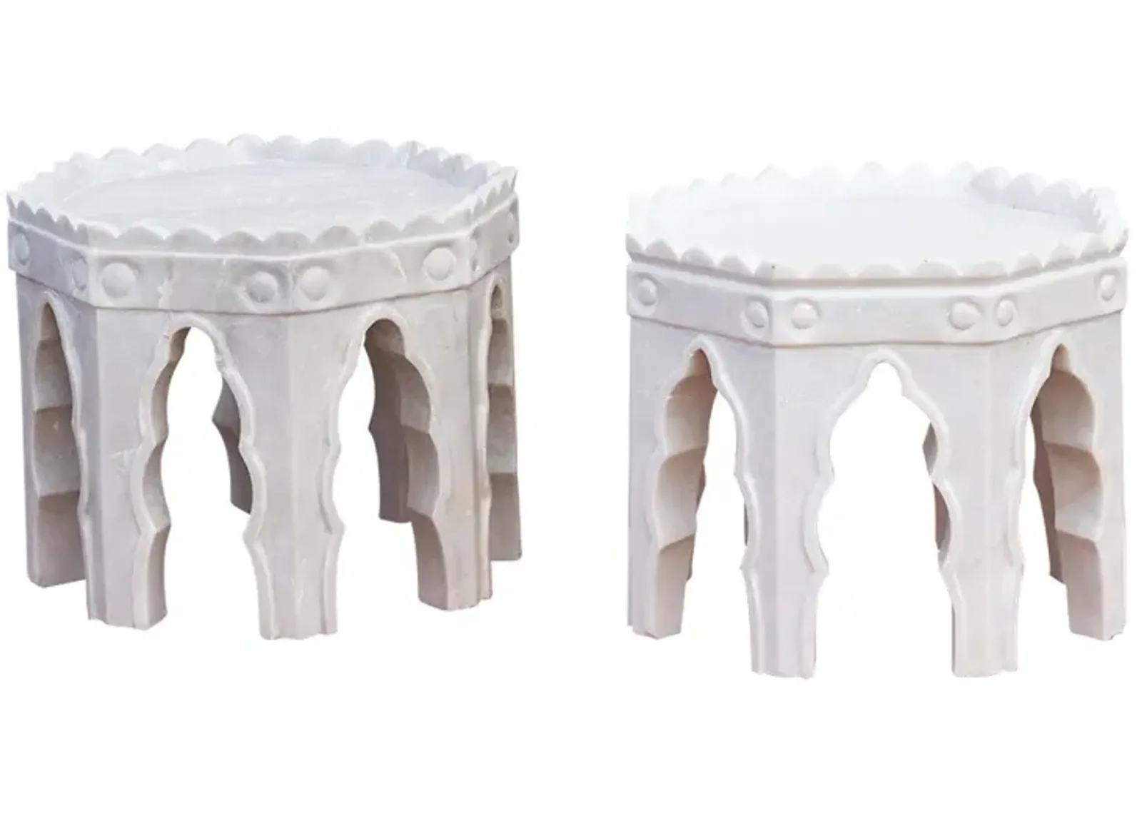 Pair of Marble Mudejar Side Tables - de-cor