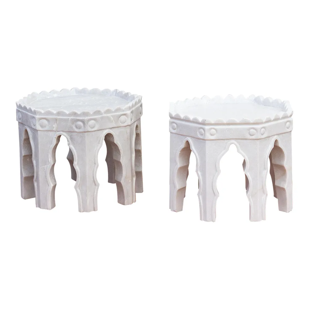 Pair of Marble Mudejar Side Tables - de-cor