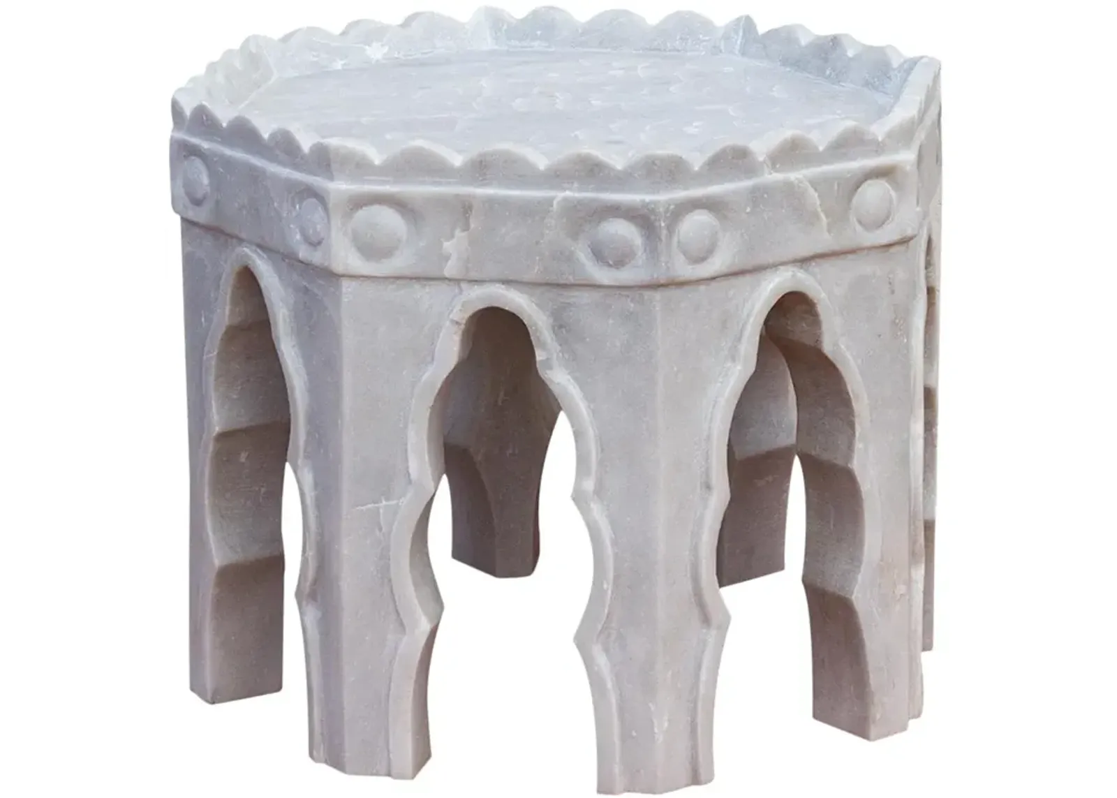 Carved Octagonal Mudejar Marble Table - de-cor - gray