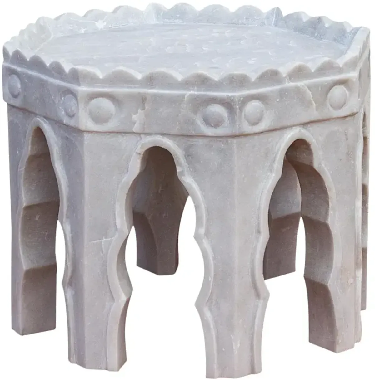 Carved Octagonal Mudejar Marble Table - de-cor - gray