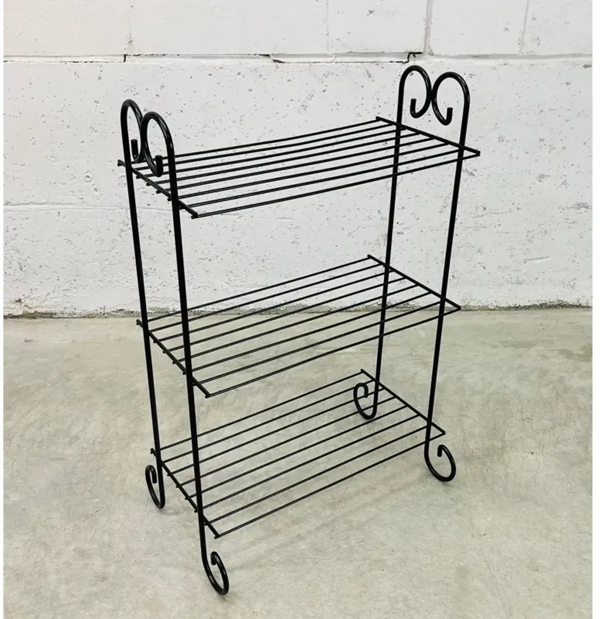 1960s Three Tier Black Metal Shelf - 2-b-Modern