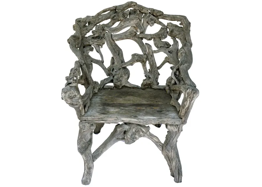 King Handmade Drift Wood Chair - Fleur de Lex Antiques - Handcrafted - Gray