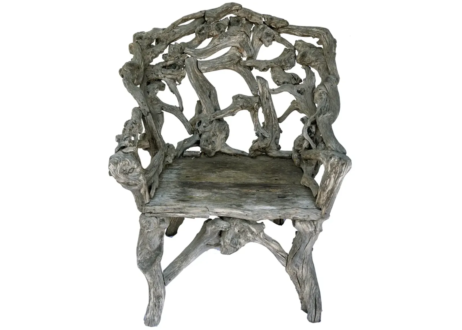 King Handmade Drift Wood Chair - Fleur de Lex Antiques - Handcrafted - Gray