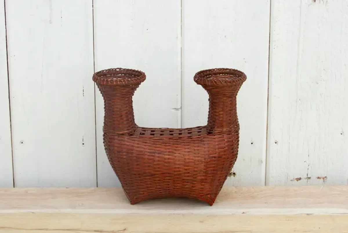 Vintage Asian Boat Shaped Basket - de-cor - Brown