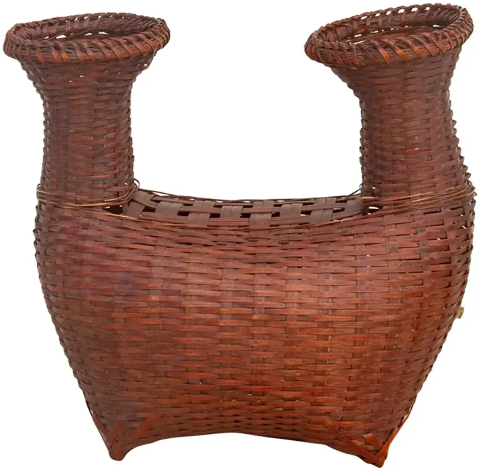 Finely Woven Boat Shaped Vintage Basket - de-cor - Brown