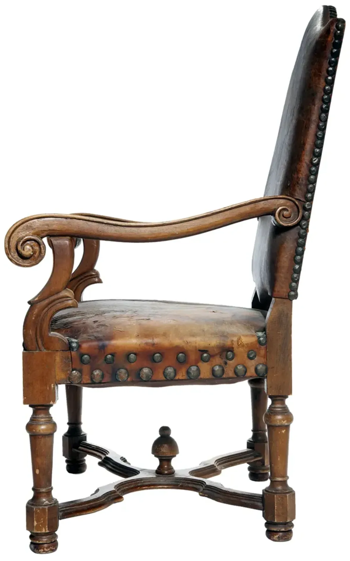 Antique European Leather Armchair - Fleur de Lex Antiques - Brown