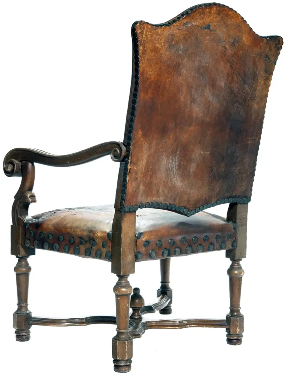 Antique European Leather Armchair - Fleur de Lex Antiques - Brown