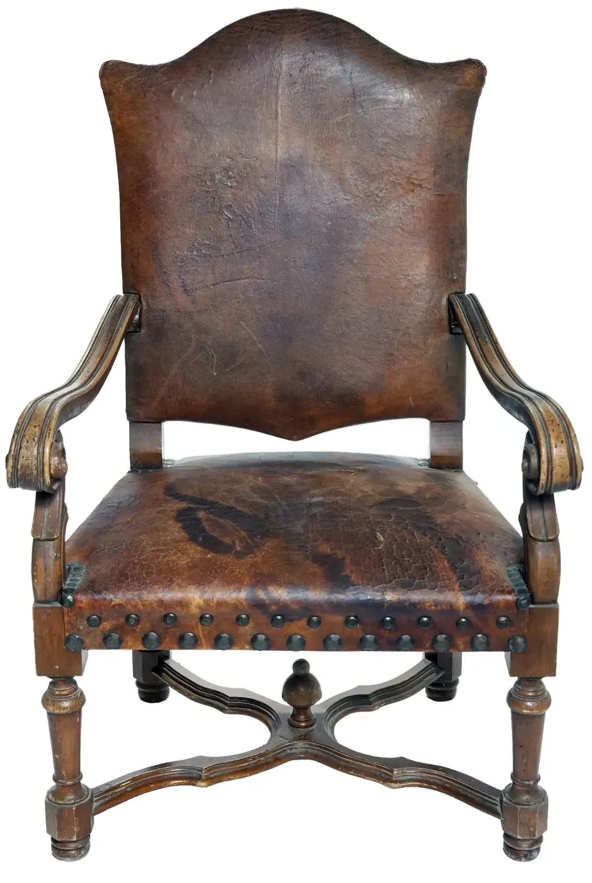 Antique European Leather Armchair - Fleur de Lex Antiques - Brown