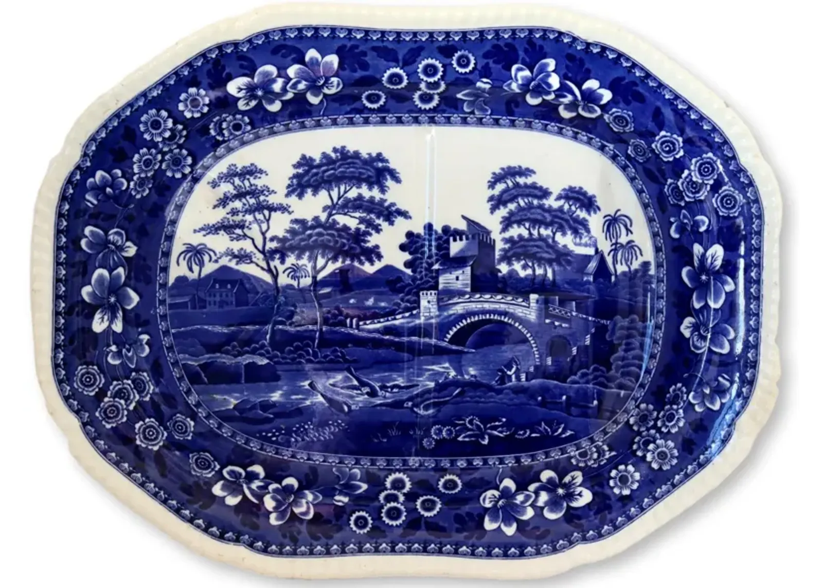 Spode Tower Well & Tree Turkey Platter - Rose Victoria - Blue